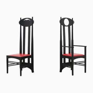 Argyle Chairs by Charles Rennie Mackintosh for Atelier International, Italy, 1970s, Set of 4