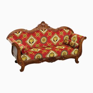 Louis Philippe Gepolstertes Sofa aus Nussholz