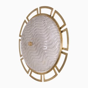 Large Wall Light Sun in Brass and Murano, 1970s