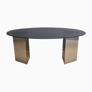 Oval Smoked Glass Table, 1960
