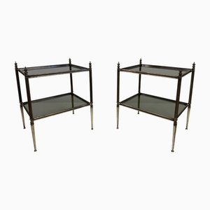 Tables d'Appoint en Laiton Plaqué Nickel, France, 1960s, Set de 2