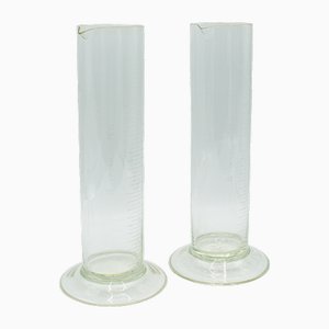 English Etched Glass Beakers, 1920s, Set of 2