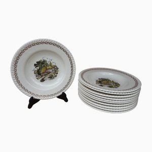 Platos hondos de loza de Lunéville de Keller & Guerin, década de 1890. Juego de 11