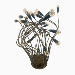 Lampada Art Déco a 28 braccia con anello in vetro acrilico, anni '20