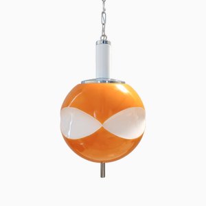 Lampada Space Age in vetro opalino bianco e arancione, Italia, anni '70