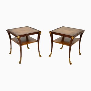 Tables d'Appoint Regency en Cuir, 1960s, Set de 2