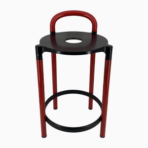 Sgabello da bar Polo nero e rosso di Anna Castelli Ferrieri per Kartell, Italia, 1987