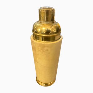 Mid-Century Modern Brass and Amber Goatskin Cocktail Shaker attributed to Aldo Tura, 1950s