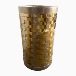 Italian Mid-Century Modern Brass and Silver Plate Wine Cooler, 1970s