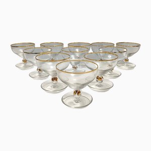Vintage Bohemian Crystal Dessert Bowls by Jozef Stanik, 1960s, Set of 11