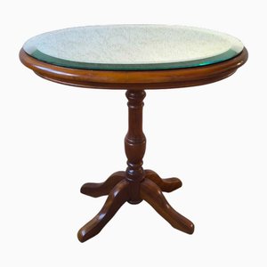 Tavolo ovale con specchio Mercury smussato, anni '50