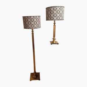 Vintage Table Lamp and Floor Lamp by Lamplove Art, 1980s, Set of 2