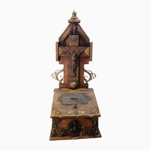 Boîte à aumônes d'Église en Bronze et Bois