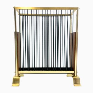Mid-Century Modern Teak and Brass Umbrella Stand, 1960s