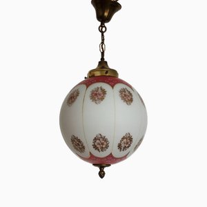 Lampada a sospensione vintage in legno dipinta a mano di Unbekannt, anni '60