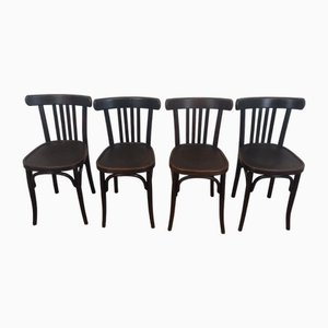 Vintage Bistro Chairs with Imitation Crocodile Skin Seats, 1950s, Set of 4