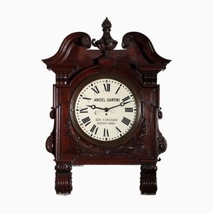 Große industrielle Uhr aus Mahagoni