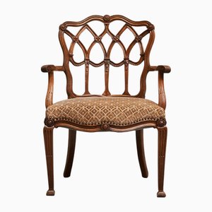 Antique Neoclassical Armchair in Wood and Velvet, Late 19th Century