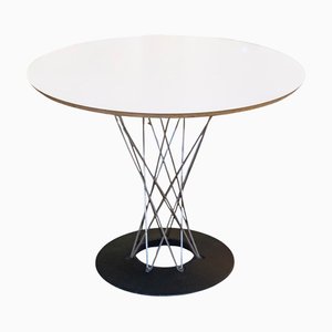Dining Table in White Laminated Wood and Metal