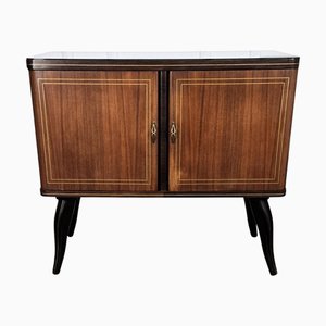 Meuble de Bar Mid-Century Moderne en Noyer et Mosaïque de Miroir, Italie, 1950s