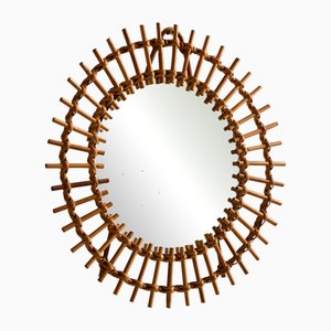 Spiegel mit Rahmen aus Rohr und Rattan