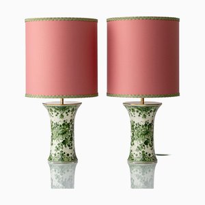Lampes de Bureau Zenith Delft Vert d'Amitabha Studio avec de nouvelles nuances de couleur saumon 1950s, Set de 2