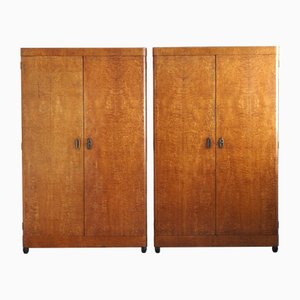 Art Deco Kleiderschränke aus Wurzelholz aus Mahagoni, 1930er, 2er Set