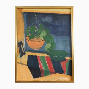 The Striped Cloth, Oil Painting, Framed