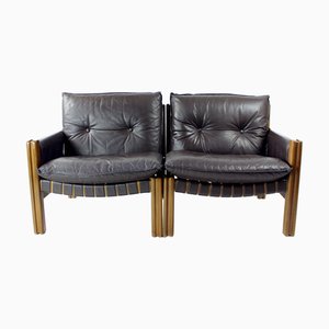 Walnut and Leather 2-Seater Sofa by Boris Hála for Ton, 1986