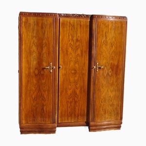Dreitüriger Kleiderschrank aus Nussholz & Wurzelholz, 1940er