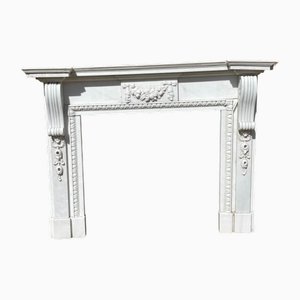 Large Antique Edwardian Carved White Marble Fireplaces, 1900, Set of 2