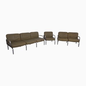 Sofas & Clubsessel aus Leder & Stahl von Walter Knoll, 1960er, 3er Set