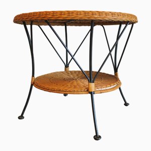 Two-Level Coffee Table in Rattan and Iron, 1960s