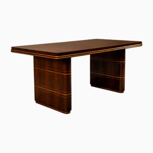 Mesa de comedor vintage de chapa de palisandro y detalles de arce de Osvaldo Borsani, años 50