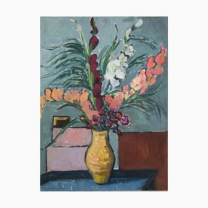 Gera Gyula, Bodegón de flores, años 60, pintura al óleo