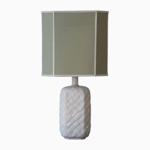 Ceramic Table Lamp with Fabric Lampshade, 1980s