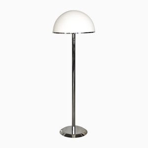 Lampada da terra vintage in metallo cromato e acrilico bianco di Nybro Armaturfabrik, Svezia, anni '70