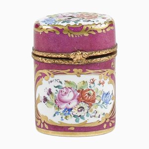 Hand-Decorated Porcelain Box from Limoges, France, Early 20th Century