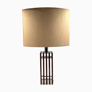 Hollywood Regency Wood and Acrylic Glass Table Lamp Base, Italy, 1970s