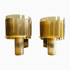 Mid-Century Modern Portuguese Brown Plastic Wall Sconces, 1970s, Set of 2