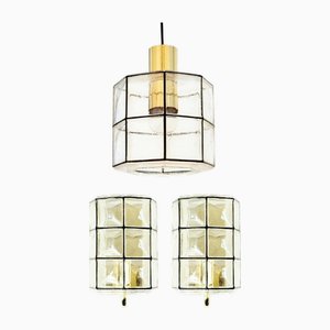 Mid-Century Pendant & 2 Wall Lights from Limburg, Germany, 1960s, Set of 3