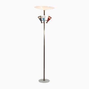Italian Floor Lamp with Lacquered Aluminum, 1950s