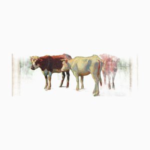 Raimond Louis Lecourt, Normandy Cows, 1910, Dipinto ad olio, Incorniciato