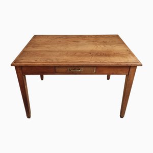 Mesa de comedor francesa vintage de roble con cajón, años 20