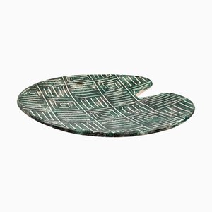 Assiette Mid-Century Moderne en Céramique Verte, France, 1960s