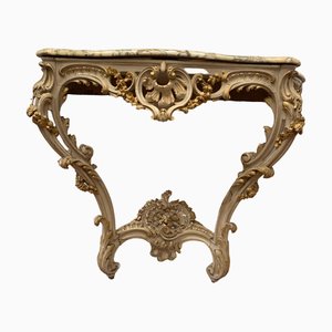 Rococo Console Table in Patinated and Gilded Wood