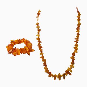 Vintage Baltic Amber Necklace and Bracelet, Set of 2