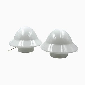 Space Age Opaline Glass Table Lamps, Italy, 1970s, Set of 2