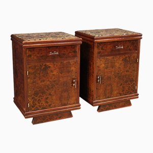 Tables de Chevet avec Plateau en Marbre, Italie, 1950, Set de 2