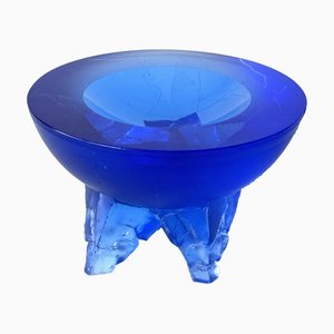 Sculpture Abstraite en Verre Coulé Bleu par Jaroslav Wasserbauer, 2008